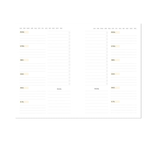 Insert - liste i horizontalni nedeljni planer